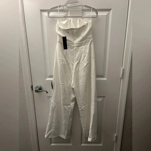 . Nwt! Lulus Women's Won A Heart White Strapless Wide Leg Jumpsuit M - Picture 6 of 7